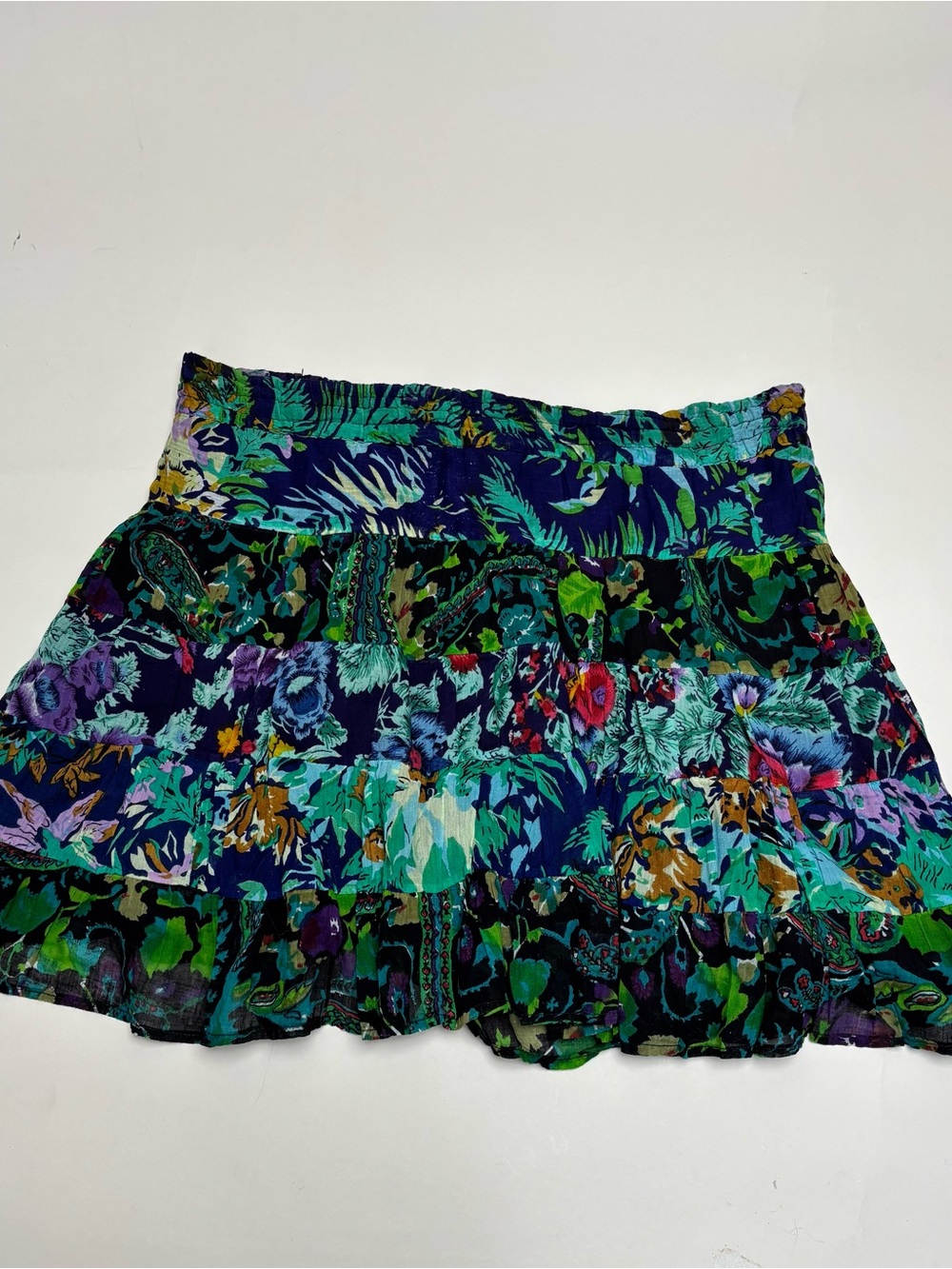 Vintage Y2K 100% Cotton Patchwork Summer Skirt Floral Boho Gypsy Peasant